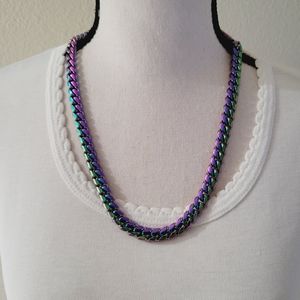 Multi-Color Stainless Steel Cuban Link Necklace